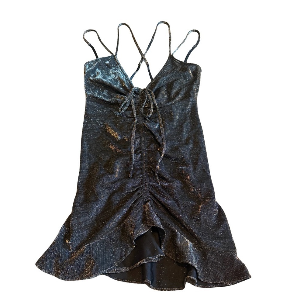 For Love & Lemons Skivvies Spaghetti Strap Sparkle Mini Dress Nightie Sz Small
